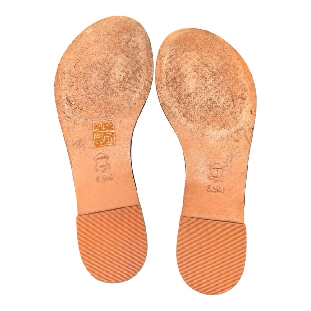 Tory Burch Patos Gold Disk Navy Leather Flat Slide Sandals Size 6.5M SH13 - Picture 6 of 6